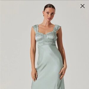 ASTR The Label Enola Satin Smocked Midi Dress